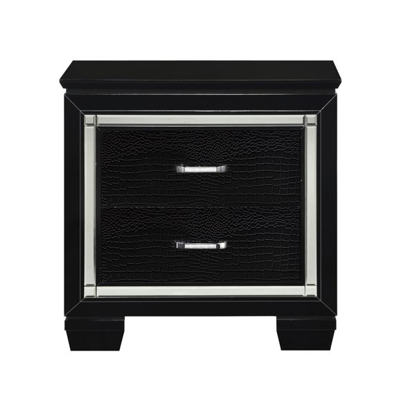 Faux Alligator Front Nightstand / Glam Bedroom Addition / Polished Chrome Bar Pulls