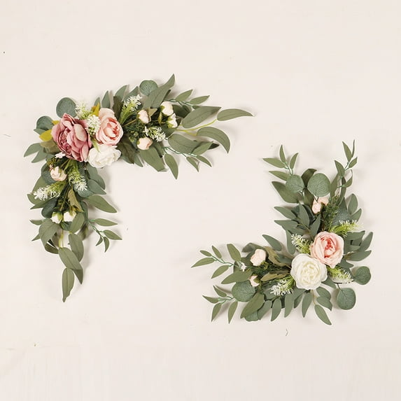 Faux Arch Flower Swag Set of 2 for Wedding Welcome Signs Floral Swag Wedding Reception Ceremony Signs Decor