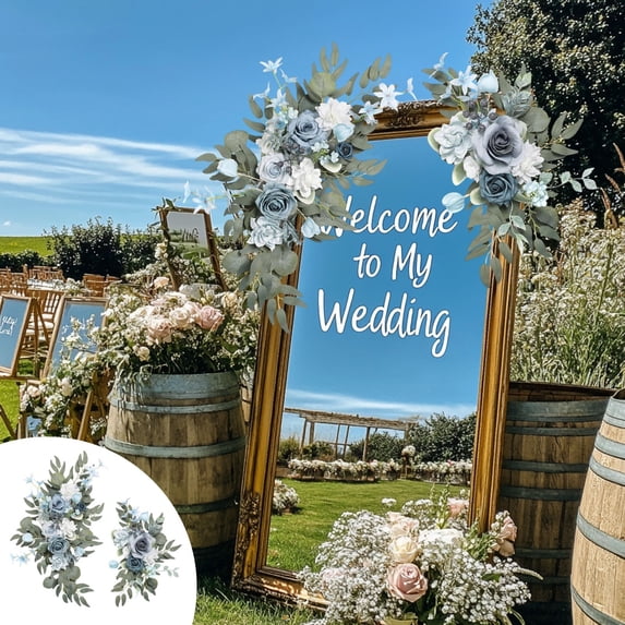 Faux Arch Flower Swag Set of 2 for Wedding Welcome Signs Floral Swags Wedding Reception Ceremony Signs Decor