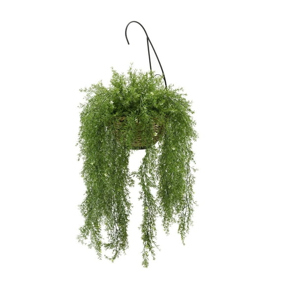 Faux Asparagus Fern Hanging Basket Reed