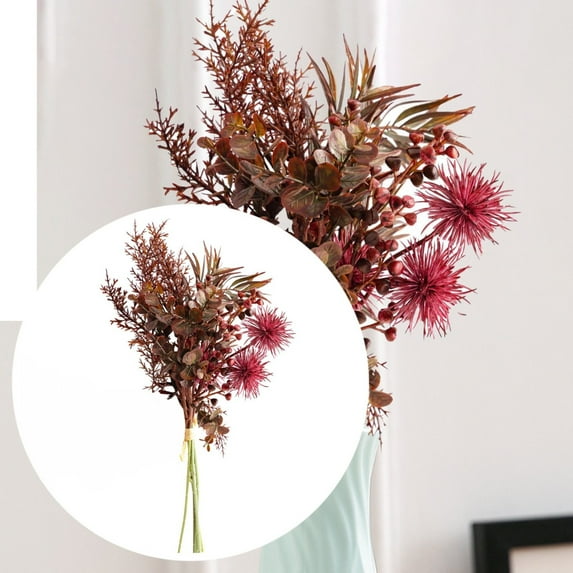 Faux Autumn Greenery Verdsylv Faux Autumn Greenery - Realistic Plants for Indoor Outdoor Decor, Front Door, Table Centerpiece, All-Season Durable Foliage, Mantel Centerpiece Foliage, Red