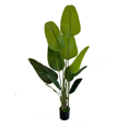Faux Banana Leaf Tree In Black Plastic Pot with Dried Moss