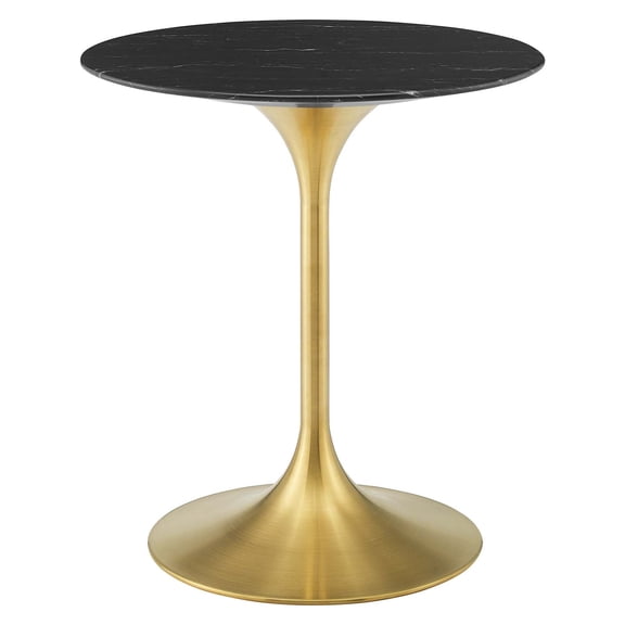 Faux Black Marble Tulip Dining Table, Round Kitchen Table, Glam Gold Table 28"