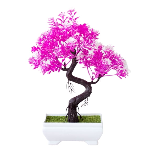 Faux Bonsai Realistic Eye-catching Bright-colored Beautiful Potted Artificial Flower Household Supplies Purple Faux Silk F