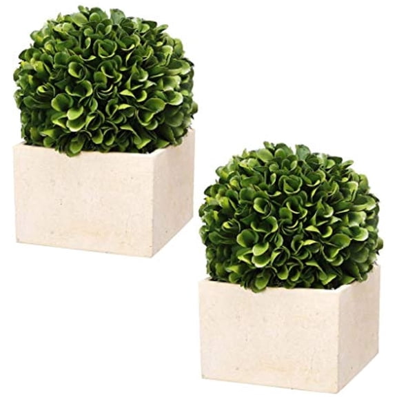 Faux Boxwood Boxed Topiary, Medium-Color:Green,Style:Botanical