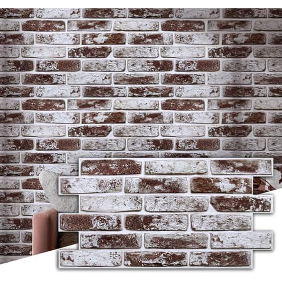 Faux Brick 3D Wall Panels - 12 pcs of 22.8" x 11.8" - Thin & UrltraLight PVC Peel and Stick Tile Brick Textured Printable for Kitchen,Bedroom,Living Room,TV Background,RV Covers 22.48 sq.ft