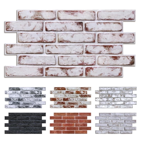 Faux Brick 3D Wall Panels Large Brick-P-1 12 Count Peel and Stick Decor