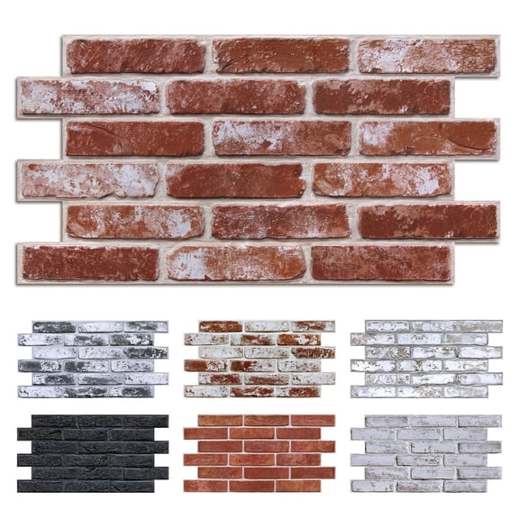 Faux Brick 3d Wall Panels - Not Real 12 Of 22.8" X 11.8" Thin Urltralight Pvc Stickers Retro Red Peel And Stick Tile For Kitchen Bedroom Living Room(covers 22.48 Sq.ft)