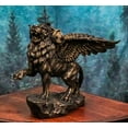 thumbnail image 1 of Faux Bronze Greek Guardian Winged Lion Chimera Gargoyle With Goat Horns Figurine, 1 of 10