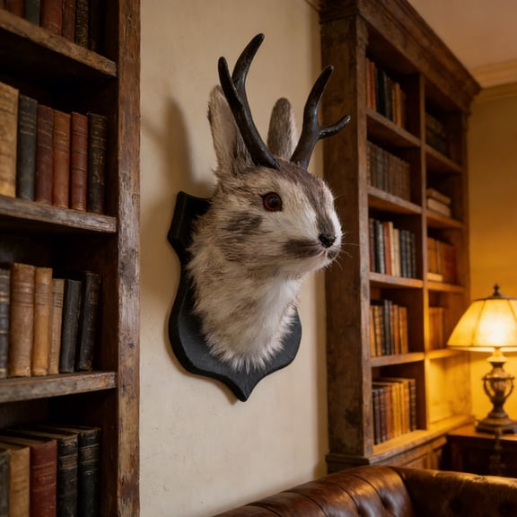Bunny Deer Head Wall Decor Whimsical Artificial Animal Head Wall Art Wall Mount Sculpture for Living Room Bedroom Entryway Easter Themed Home Ornament