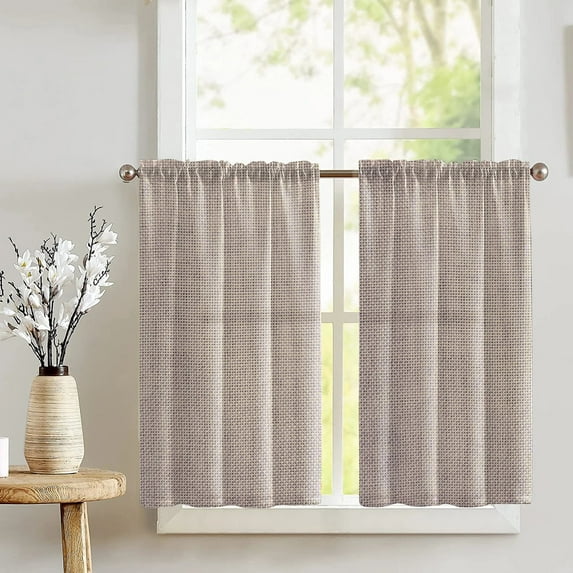 Faux Burlap Café Tier Curtains Window Treatment Kitchen Home Décor