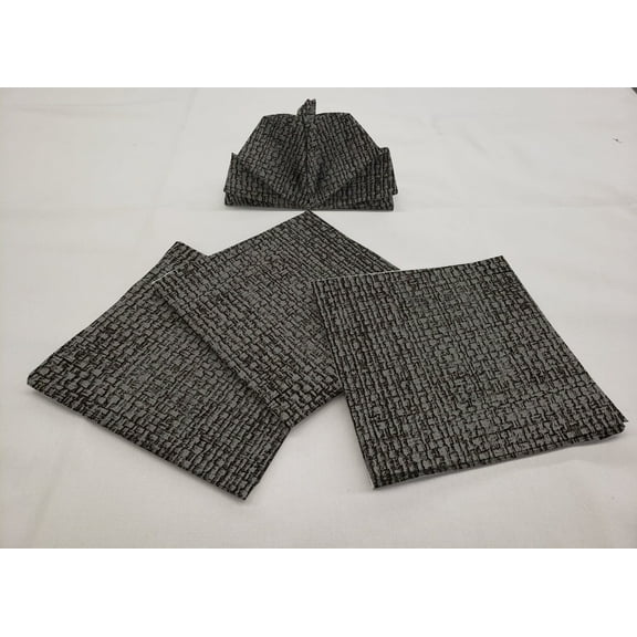 Faux Burlap Cloth Napkins by Penny's Needful Things (Set of 4) (Black/Gray)