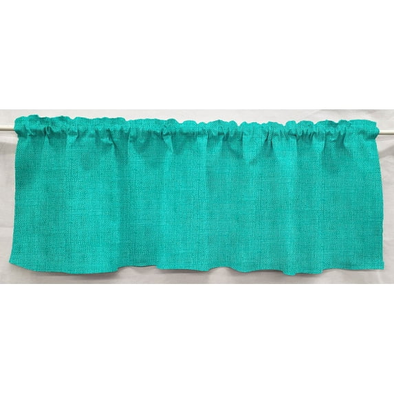 Faux Burlap Curtain Panels by Penny's Needful Things (Set of 2) 63 Inch Long LINED (Teal)