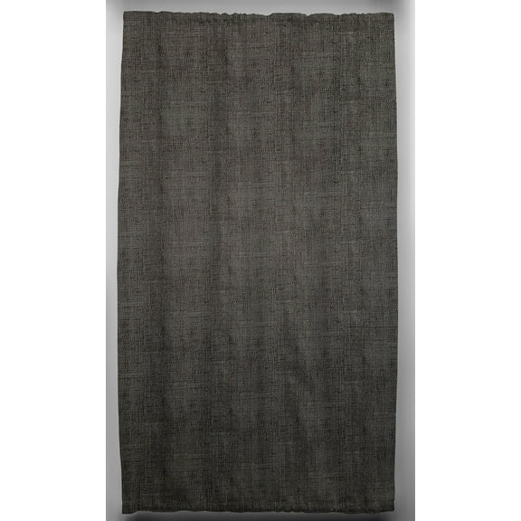 Faux Burlap French Door Curtain Panel with Tie Back by Penny's Needful Things (Unlined) (Black/Gray)