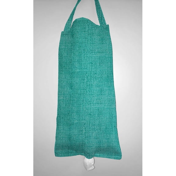 Faux Burlap Grocery Plastic Shopping Bag Holder by Penny's Needful Things (Teal)