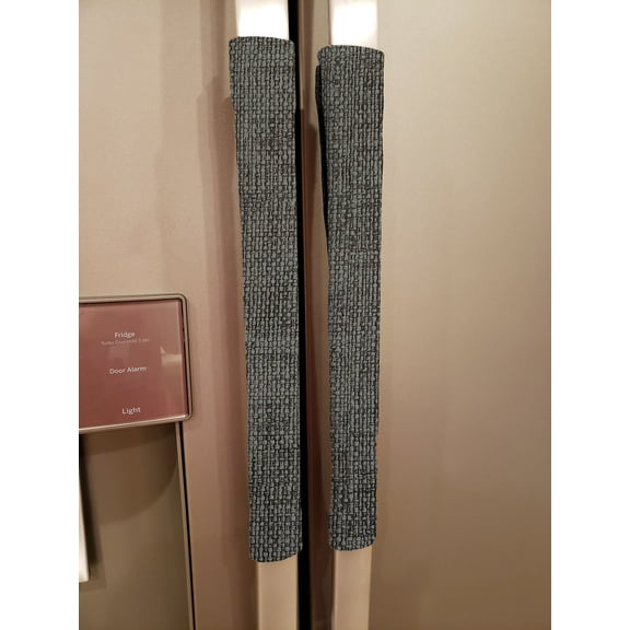 Faux Burlap Refrigerator Oven Dishwasher Handle Covers by Penny's Needful Things (15 Inch) (Set of 2) (Black/Gray)