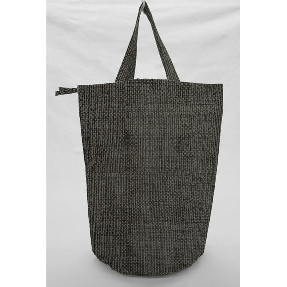 Faux Burlap Reusable Fabric Gift Bags and/or Bags by Penny's Needful Things (Drawstring Tote) (Black/Gray)