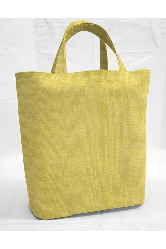 Faux Burlap Tote Bag (Small Oval Tote) (Yellow)