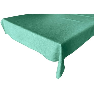 Faux Burlap Solid Tablecloth Aqua