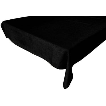 Faux Burlap Solid Tablecloth Black