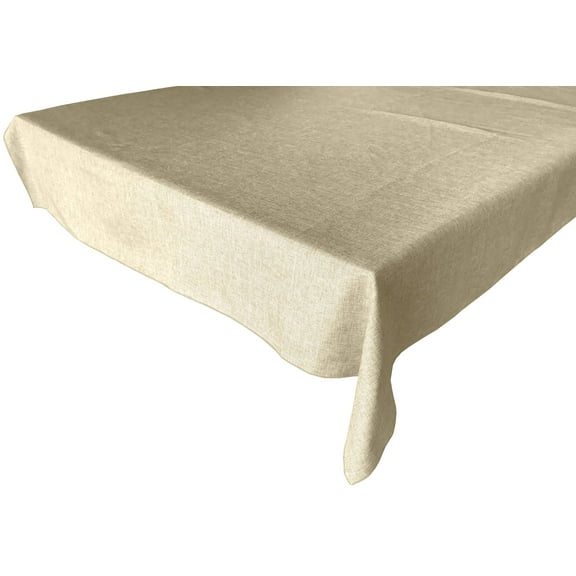 Faux Burlap Solid Tablecloth Ivory