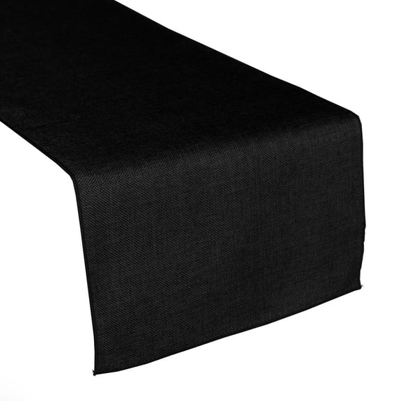 Faux Burlap Table Runner Solid Black