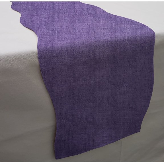 Faux Burlap Table Runner by Penny's Needful Things (3 Feet Long - SCALLOPED) (Purple)
