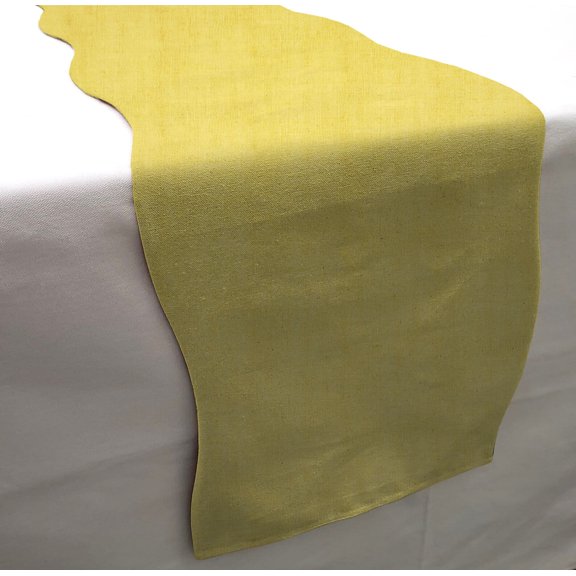 Faux Burlap Table Runner by Penny's Needful Things (3 Feet Long - SCALLOPED) (Yellow)