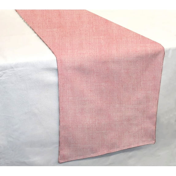 Faux Burlap Table Runner by Penny's Needful Things (4 Feet Long - STRAIGHT) (Salmon Pink)