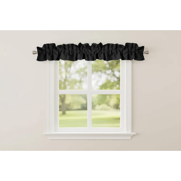 Faux Burlap Texture Curtain Sleeve Topper Window Treatment with Bottom and Top Ruffle