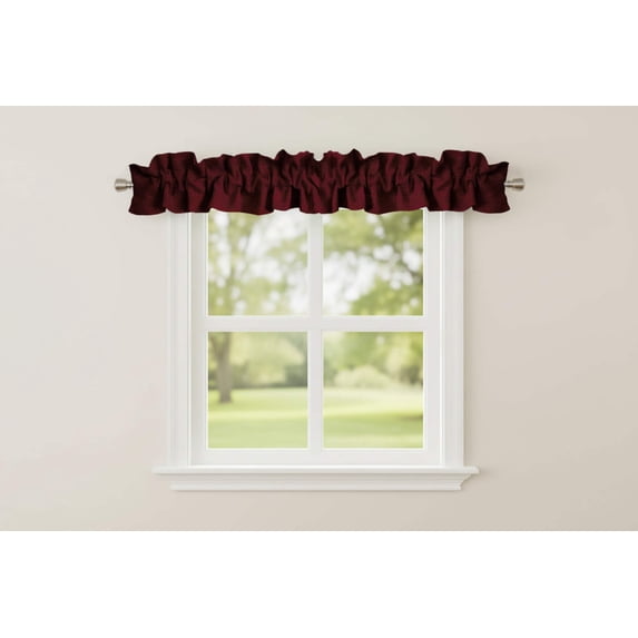 Faux Burlap Texture Curtain Sleeve Topper Window Treatment with Bottom and Top Ruffle