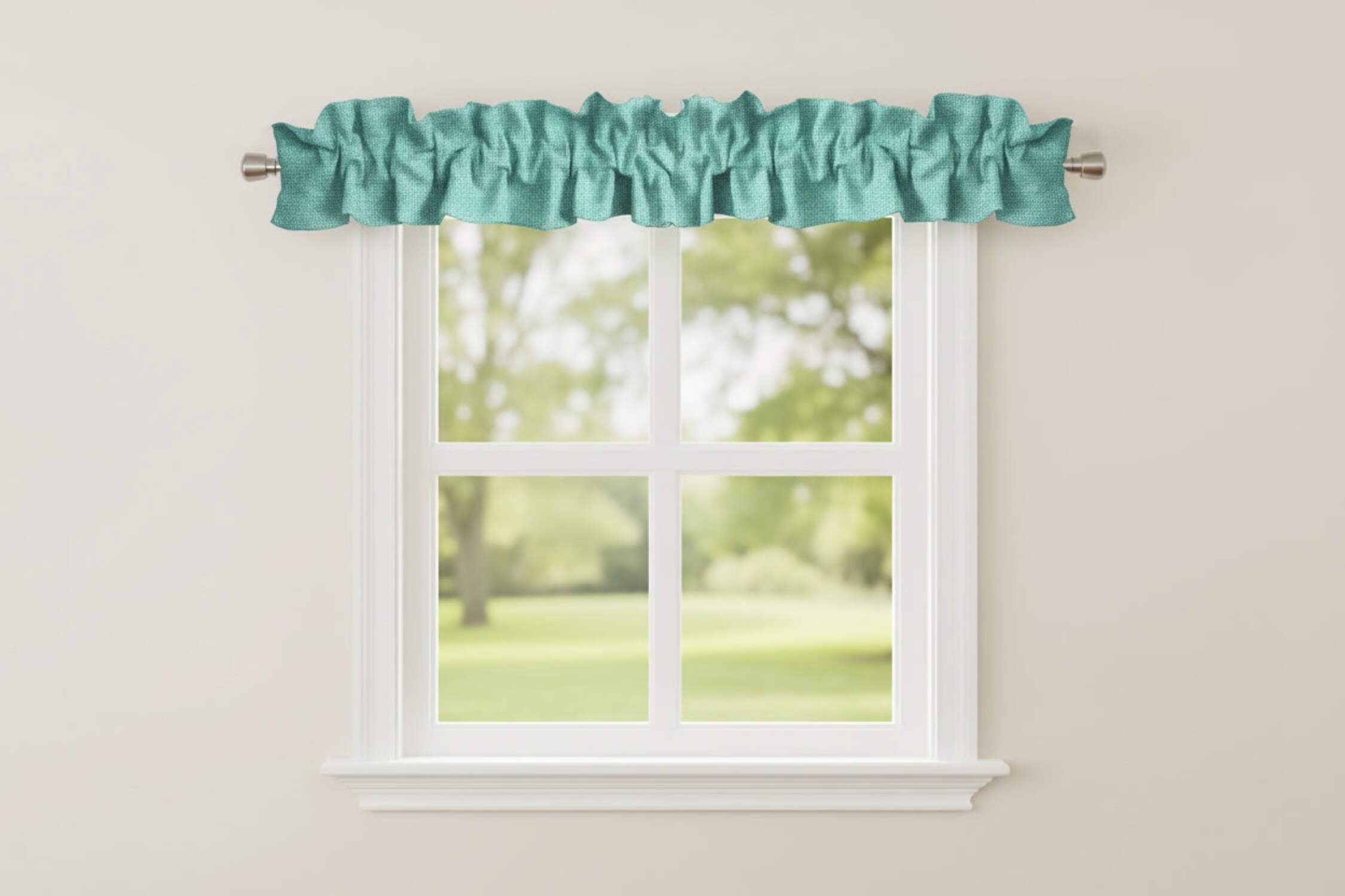 Faux Burlap Texture Curtain Sleeve Topper Window Treatment with Bottom and Top Ruffle