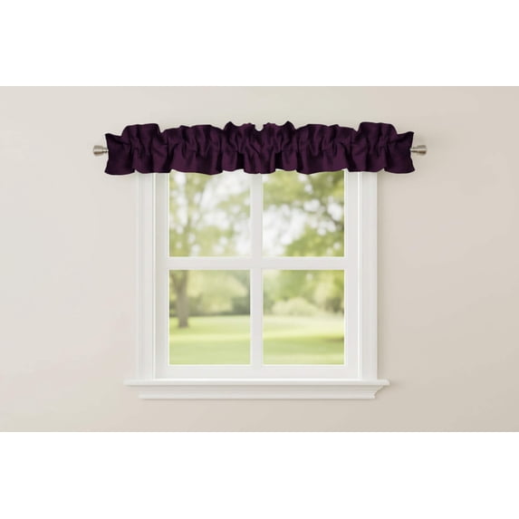 Faux Burlap Texture Curtain Sleeve Topper Window Treatment with Bottom and Top Ruffle