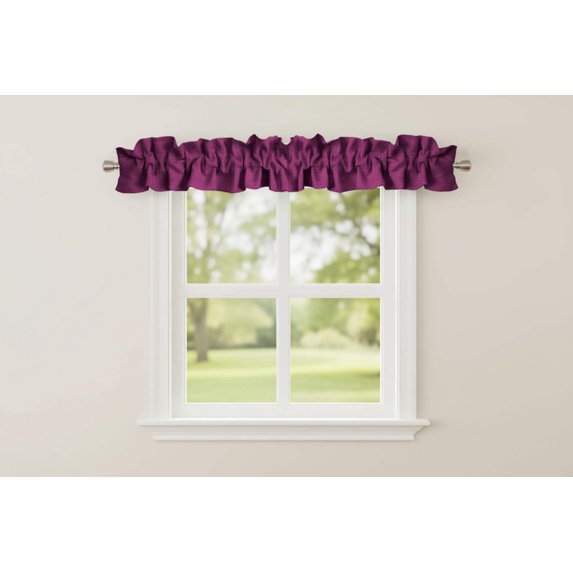 Faux Burlap Texture Curtain Sleeve Topper Window Treatment with Bottom and Top Ruffle