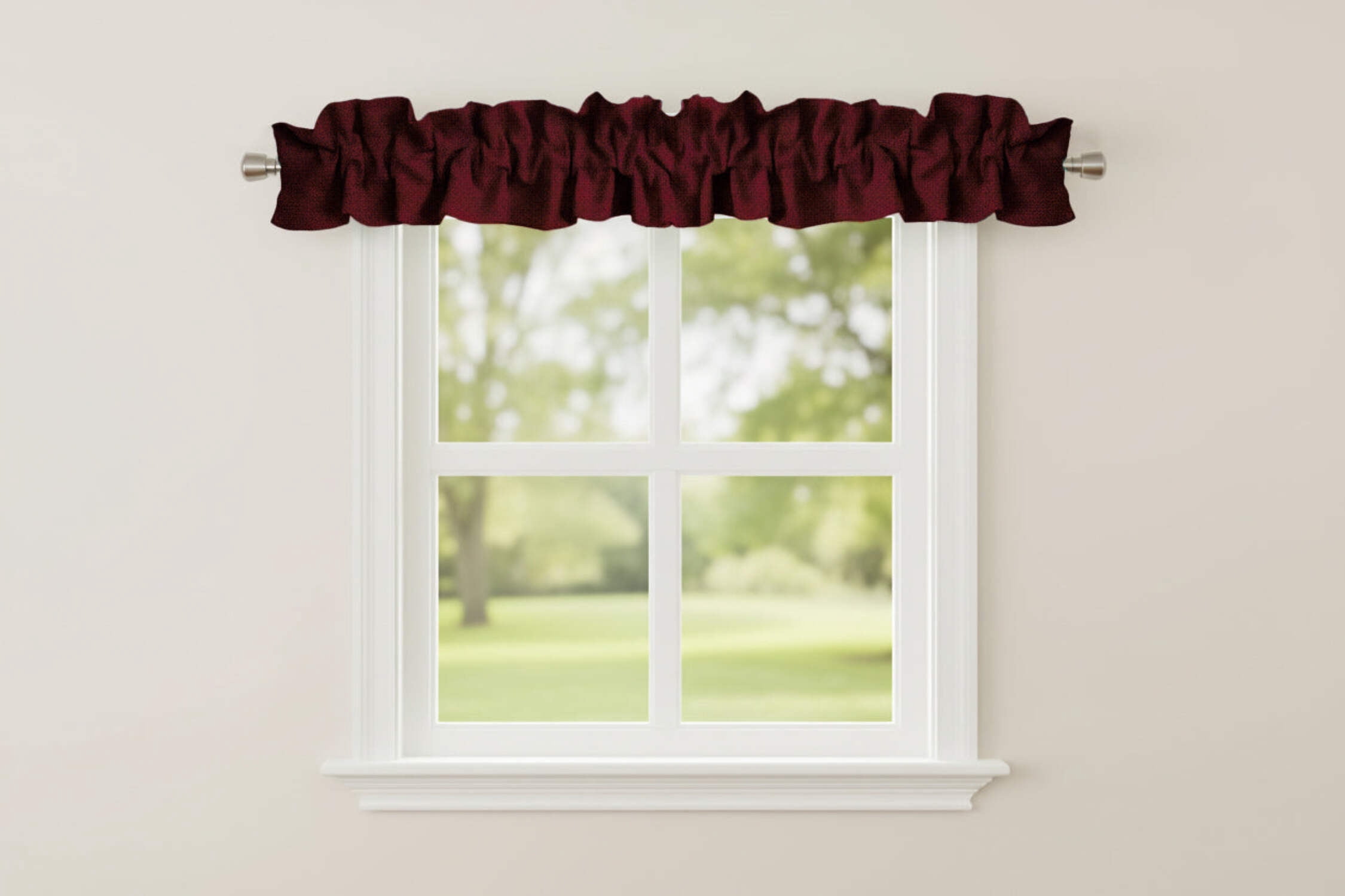 Faux Burlap Texture Curtain Sleeve Topper Window Treatment with Bottom and Top Ruffle