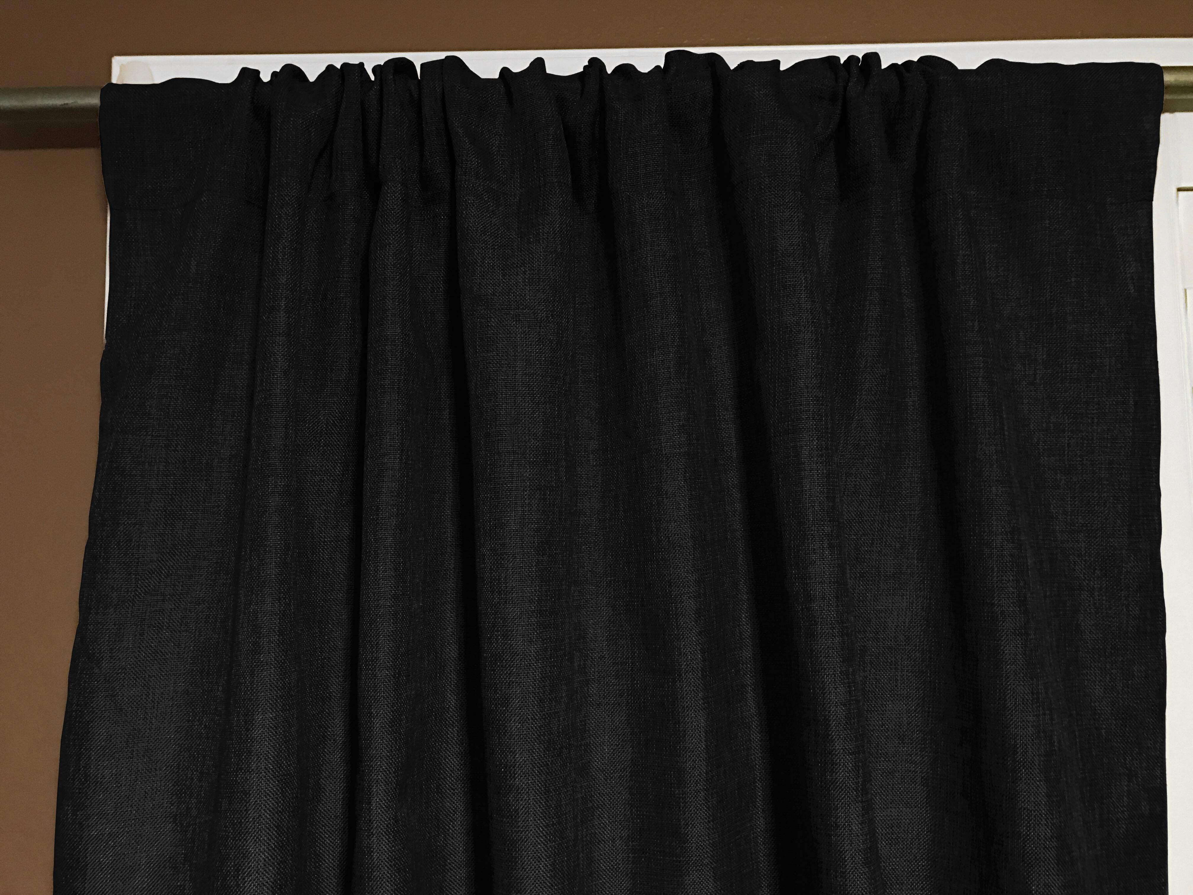 Faux Burlap Texture Polyester Solid Single Curtain Panel 58 Inch Wide Black  - Walmart.com, image size:4032x3024