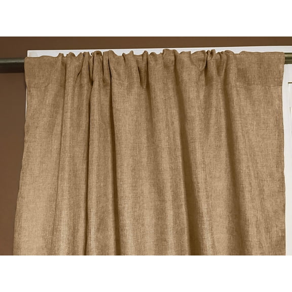 Faux Burlap Texture Polyester Solid Single Curtain Panel 58 Inch Wide Light Gold
