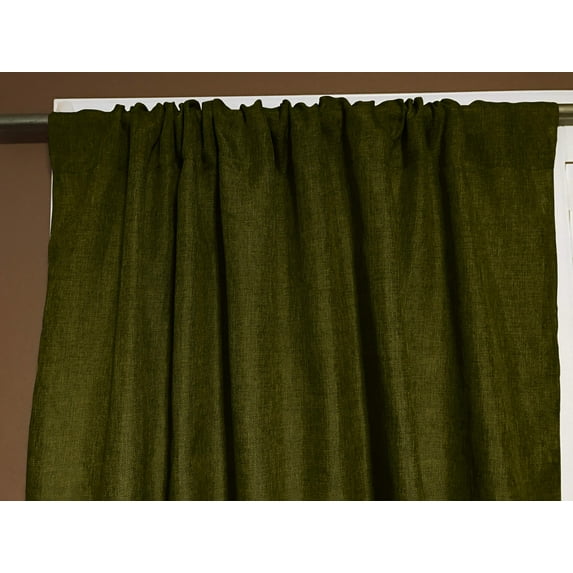 Faux Burlap Texture Polyester Solid Single Curtain Panel 58 Inch Wide Olive