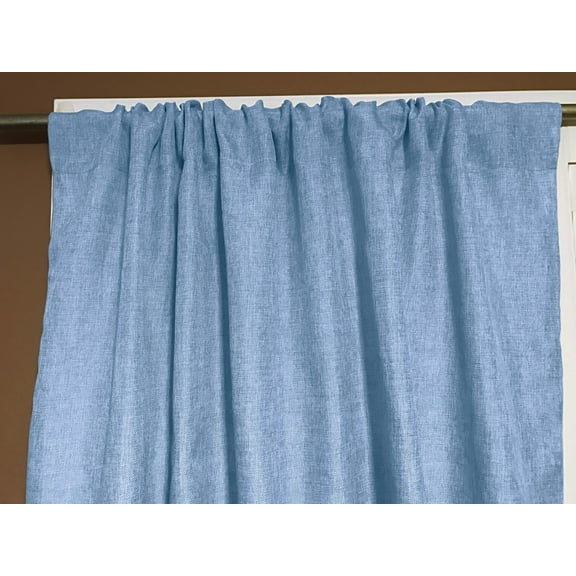 Faux Burlap Texture Polyester Solid Single Curtain Panel 58 Inch Wide Stale Blue