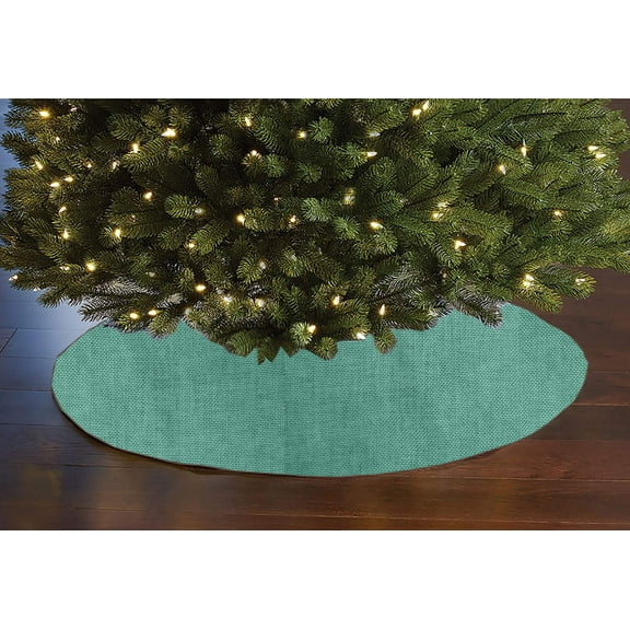 Faux Burlap Texture Tree Skirt Christmas Decoration 58" Round Large Skirt