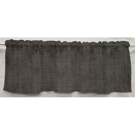 Faux Burlap Valances by Penny's Needful Things (Two Valance Panels 12 inches Long UNLINED) (Black/Gray)