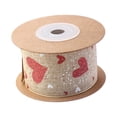 thumbnail image 1 of Faux Burlap Valentine Hearts Ribbon - 1.5x197 inch, Metallic Red White Glitter Hearts on Natural Wire Edged Ribbon, Valentine’s Day Décor, Wreath, Gift Wrap, I Love You, Gift Bow, Christmas, 1 of 6