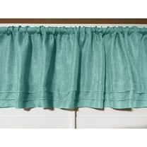 Faux Burlap Window Valance 58" Wide with Pleated Ruffles Aqua