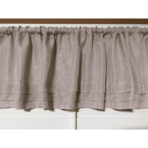 Faux Burlap Window Valance 58" Wide with Pleated Ruffles Frosted Wheat