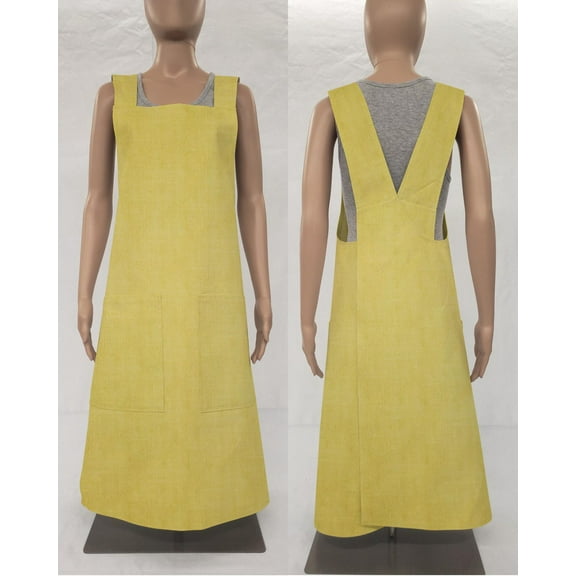 Faux Burlap Cross Back Apron by Penny's Needful Things (Yellow)