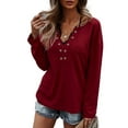 thumbnail image 1 of Faux Button Placket Sweater Burgundy Small, 1 of 4