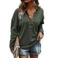 thumbnail image 1 of Faux Button Placket Sweater Olive Green Medium, 1 of 6