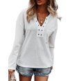 thumbnail image 1 of Faux Button Placket Sweater White Large, 1 of 4