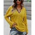 thumbnail image 1 of Faux Button Placket Sweater Yellow Large, 1 of 5