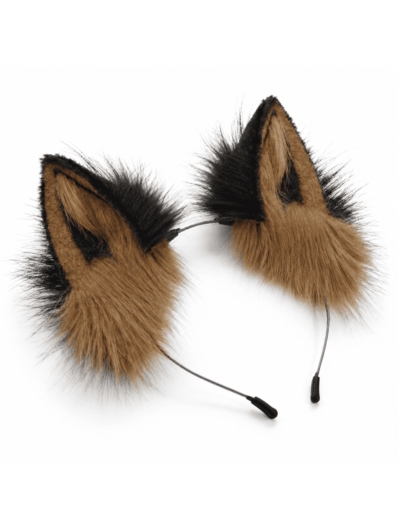 Faux Cat Ear Headband, Blackbrown, Handmade Fashion Accessory